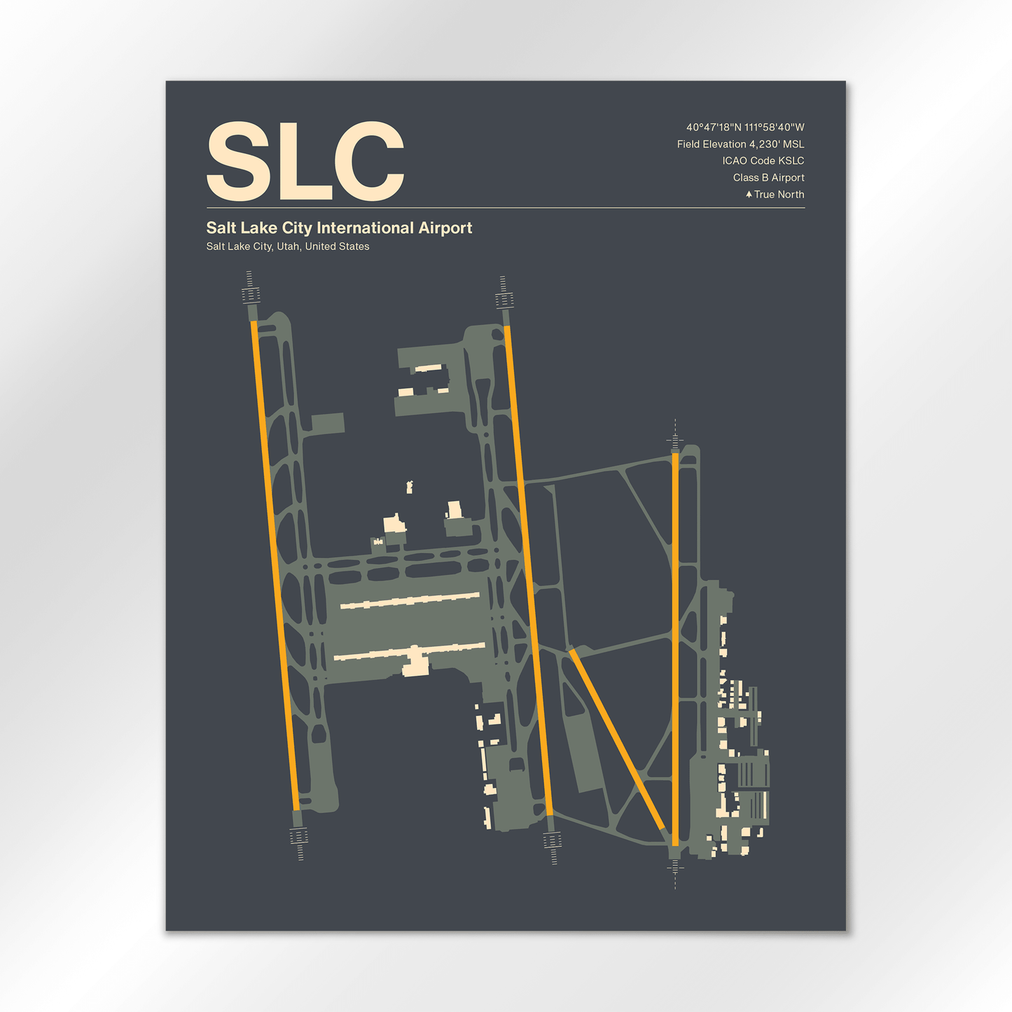 SLC | Salt Lake City - Mid - Century Slate - 16×20" - No Frame