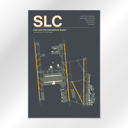 SLC | Salt Lake City - Mid - Century Slate - 24×36" - No Frame