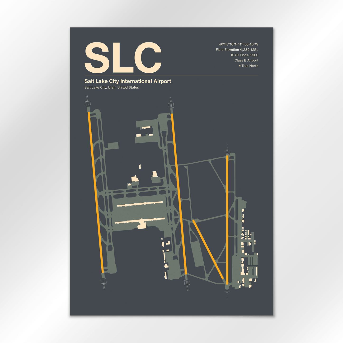SLC | Salt Lake City - Mid - Century Slate - A2 - No Frame