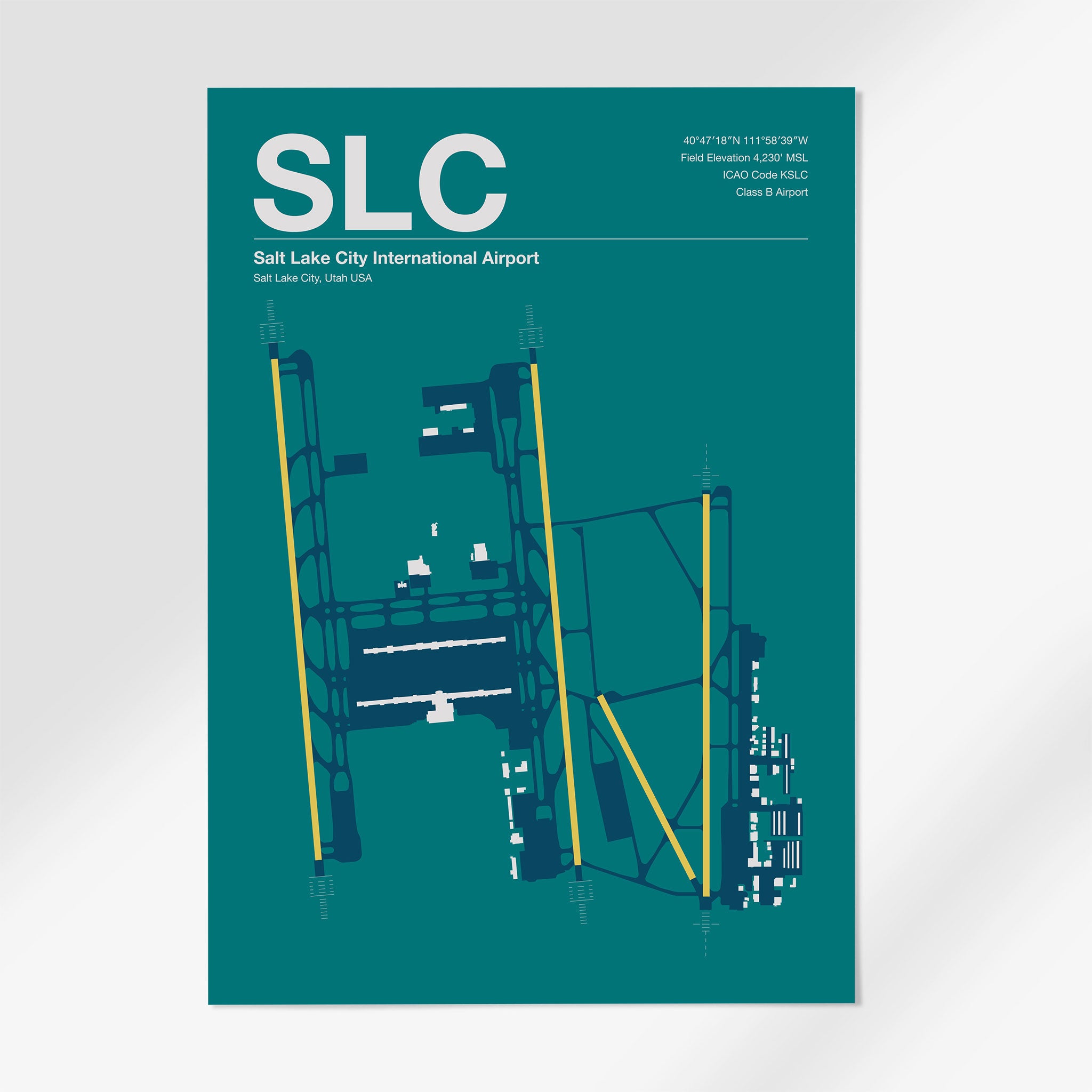 SLC | Salt Lake City - 12×18" - Mid - Century Moss - No Frame