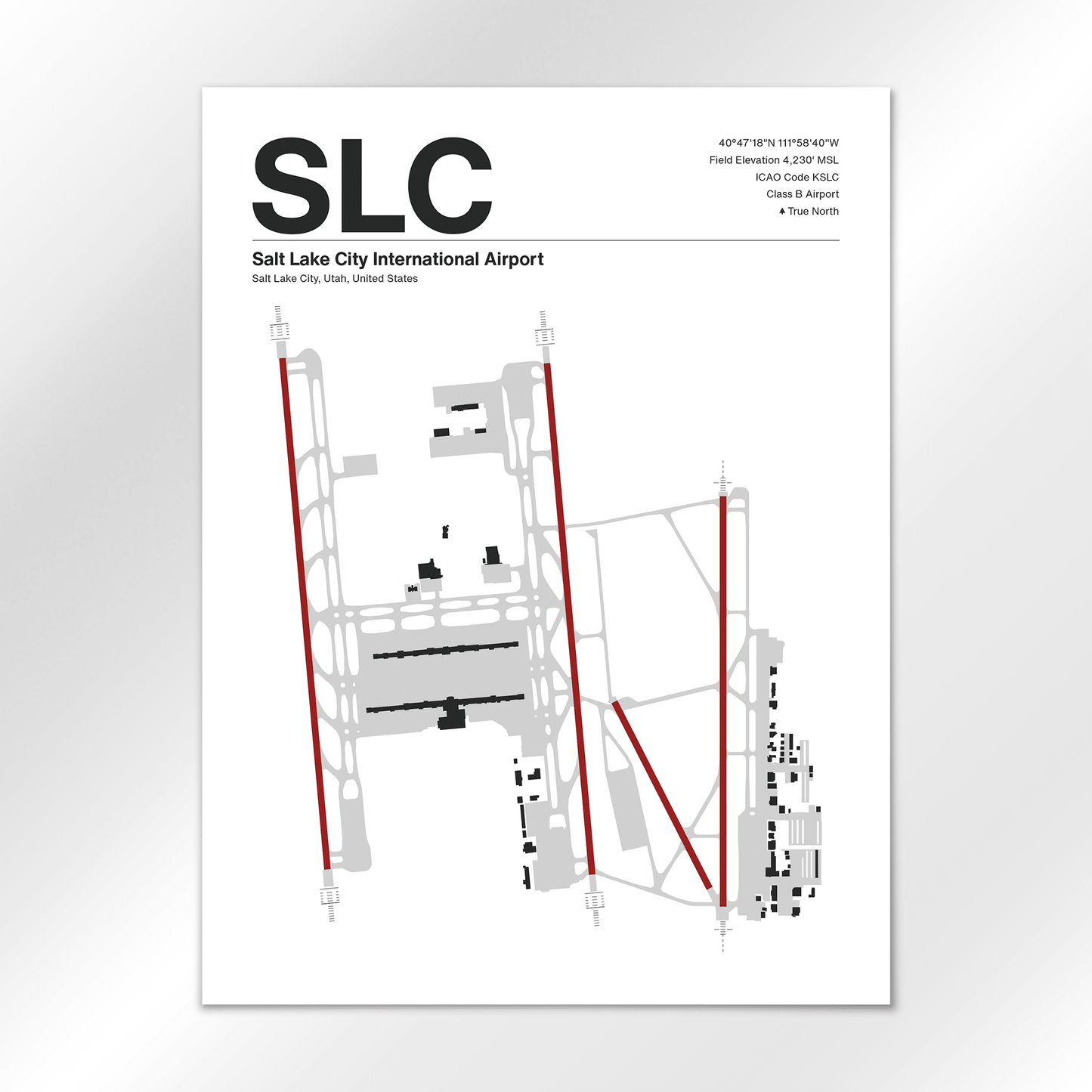 SLC | Salt Lake City - Mid - Century Modern - 18×24" - No Frame