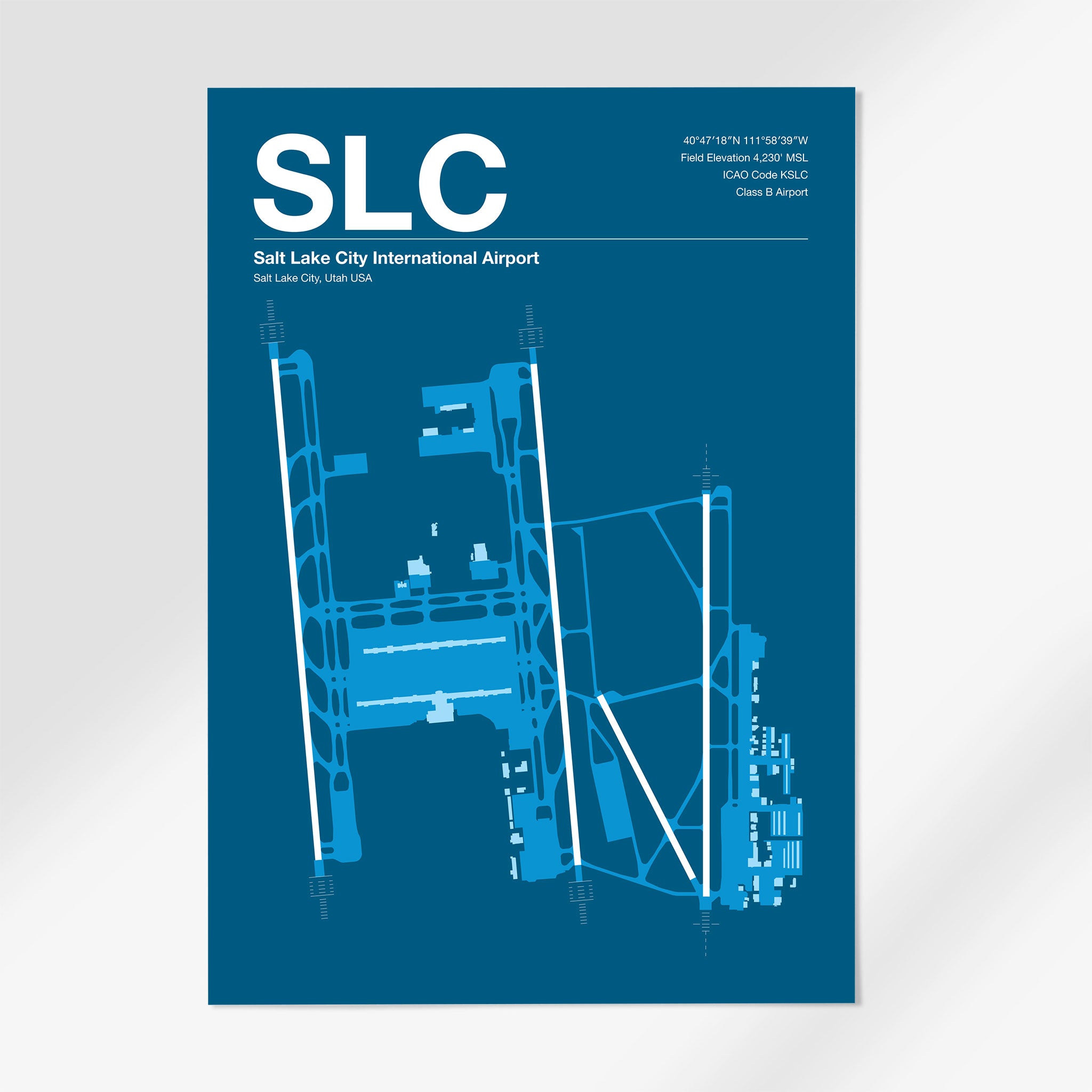 SLC | Salt Lake City - 12×18" - Skyline Blue - No Frame