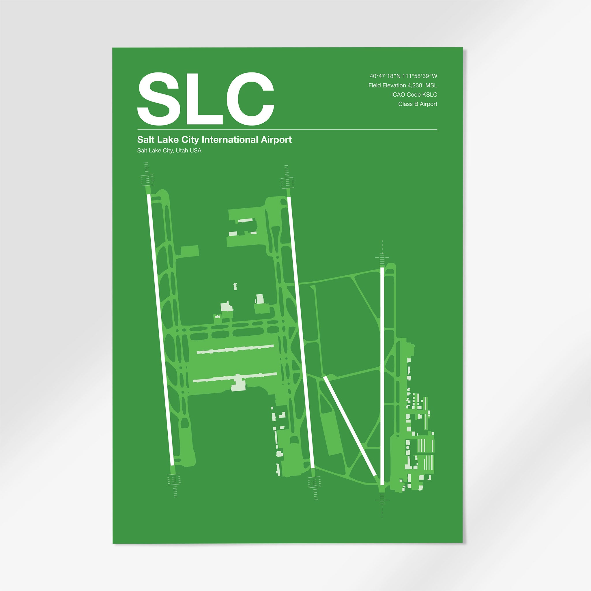 SLC | Salt Lake City - 12×18" - Overland Green - No Frame