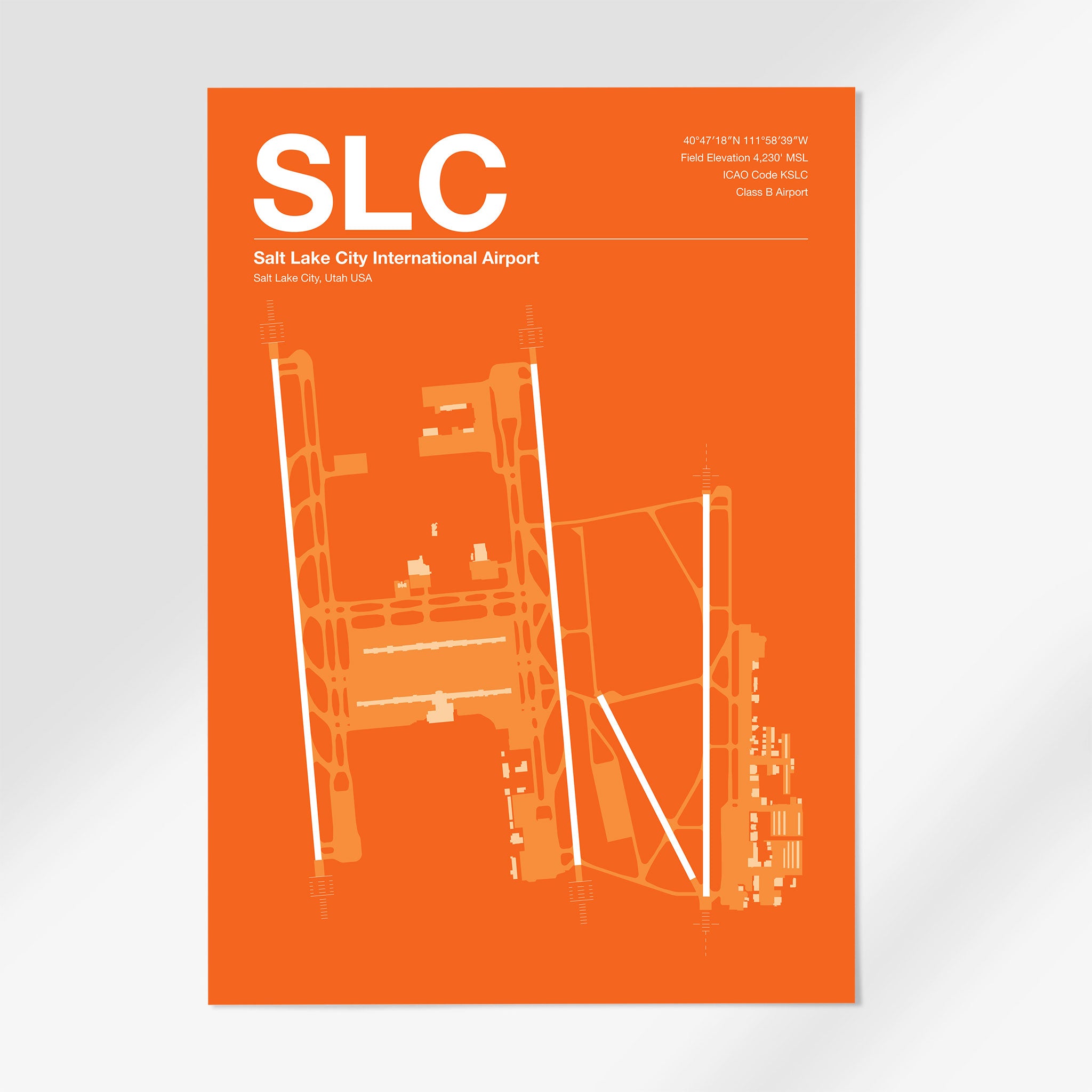 SLC | Salt Lake City - 12×18" - Sunset Orange - No Frame