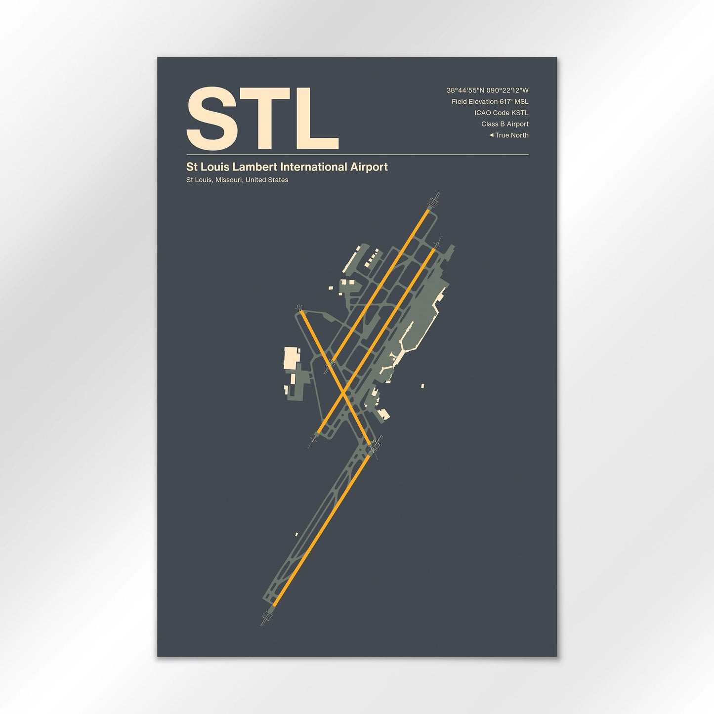 STL | St Louis - Mid - Century Slate - 12×18" - No Frame