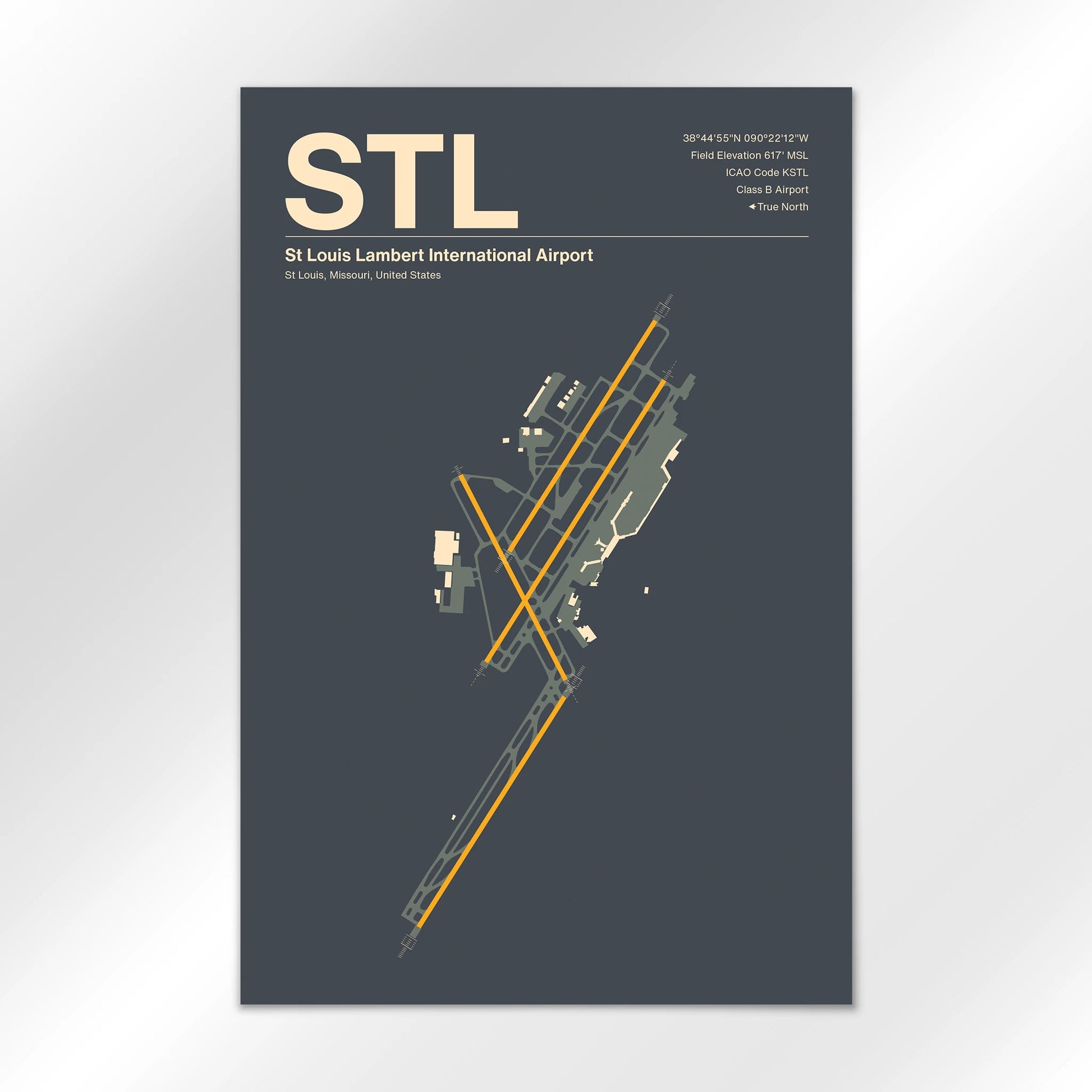 STL | St Louis - Mid - Century Slate - 12×18" - No Frame
