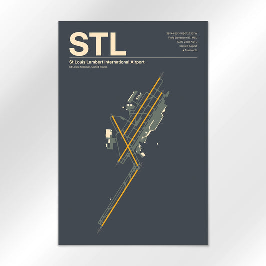 STL | St Louis - Mid - Century Slate - 12×18" - No Frame