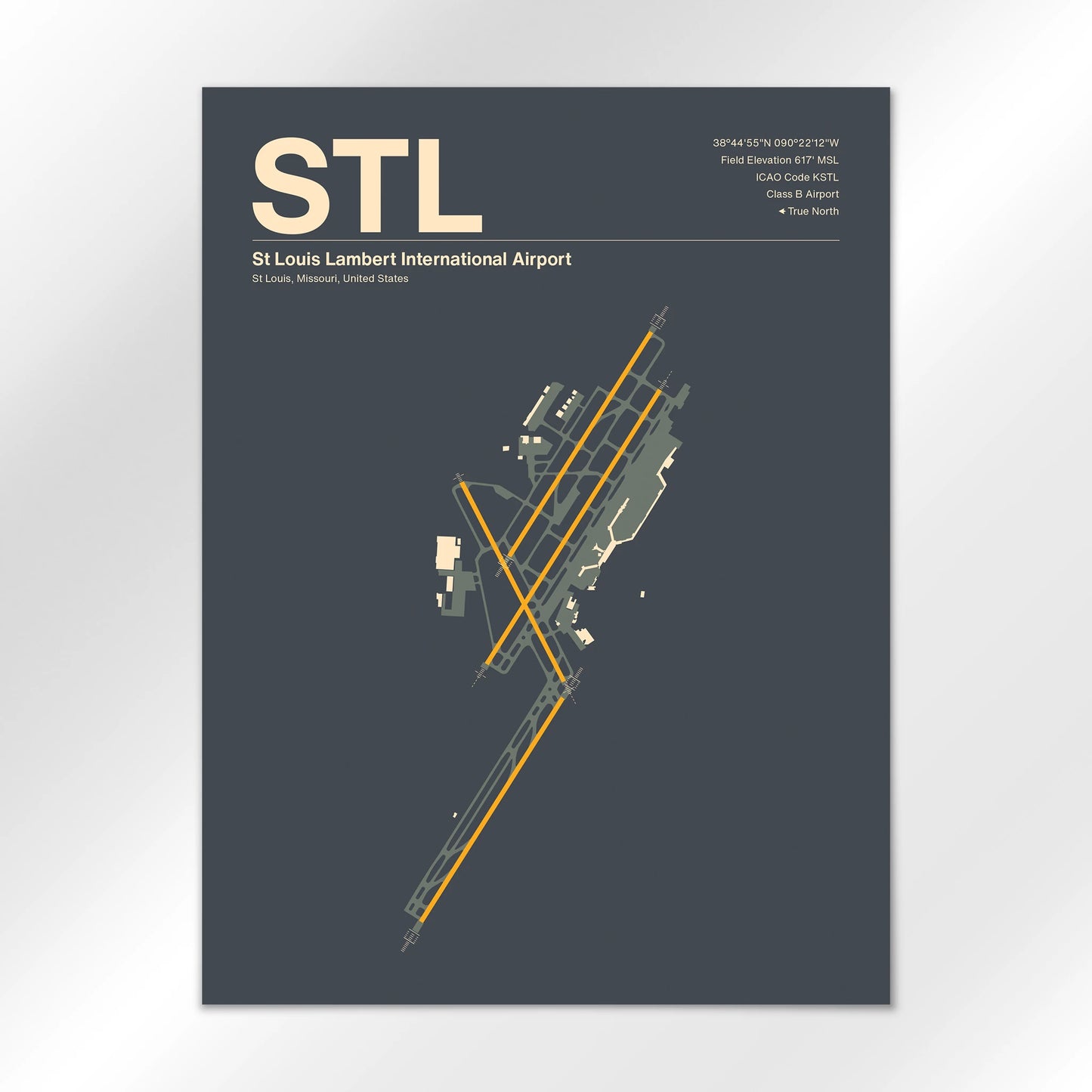 STL | St Louis - Mid - Century Slate - 18×24" - No Frame