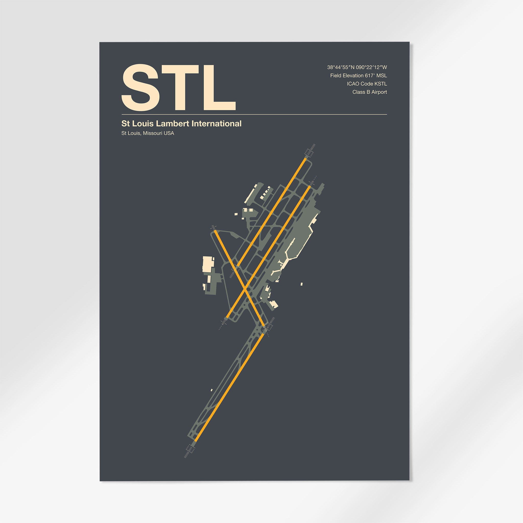 STL | St Louis - 12×18" - Mid - Century Slate - No Frame