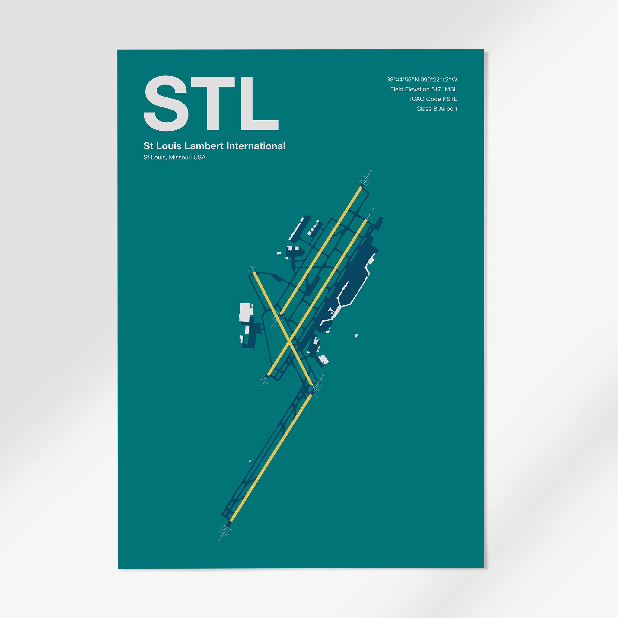 STL | St Louis - 12×18" - Mid - Century Moss - No Frame