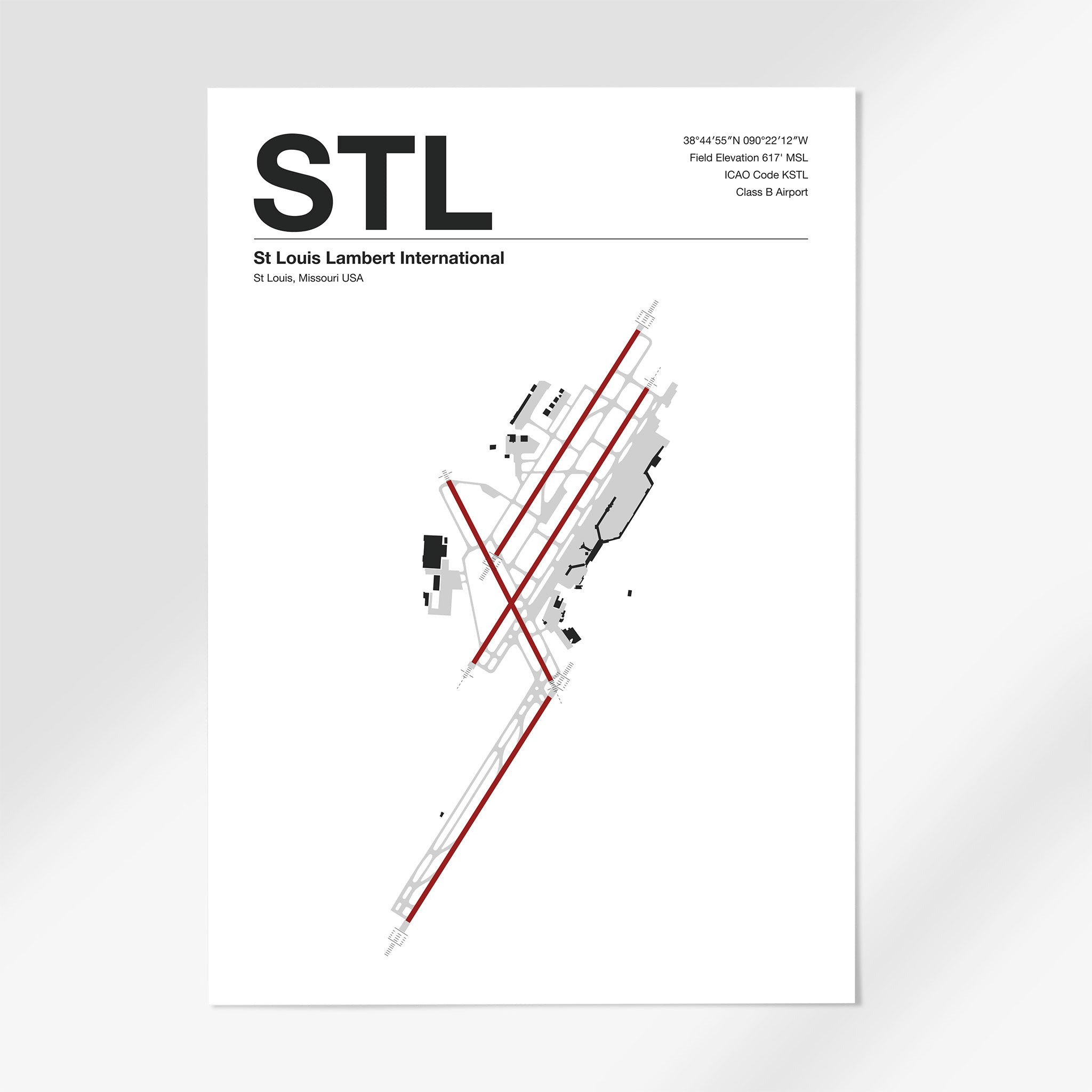 STL | St Louis - 12×18" - Mid - Century Modern - No Frame