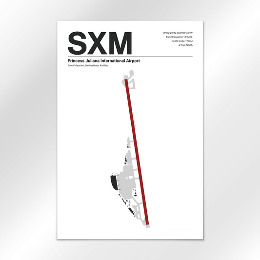 SXM | Sint Maarten - Mid - Century Modern - 12×18" - No Frame