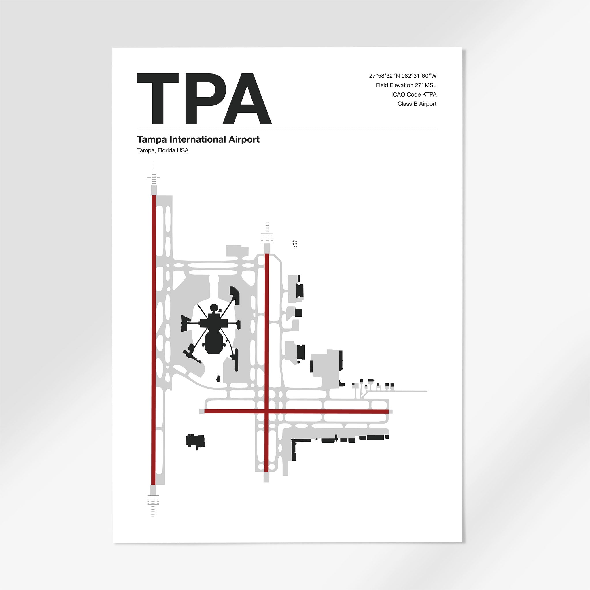 TPA | Tampa - 24×36" - Mid - Century Modern - No Frame