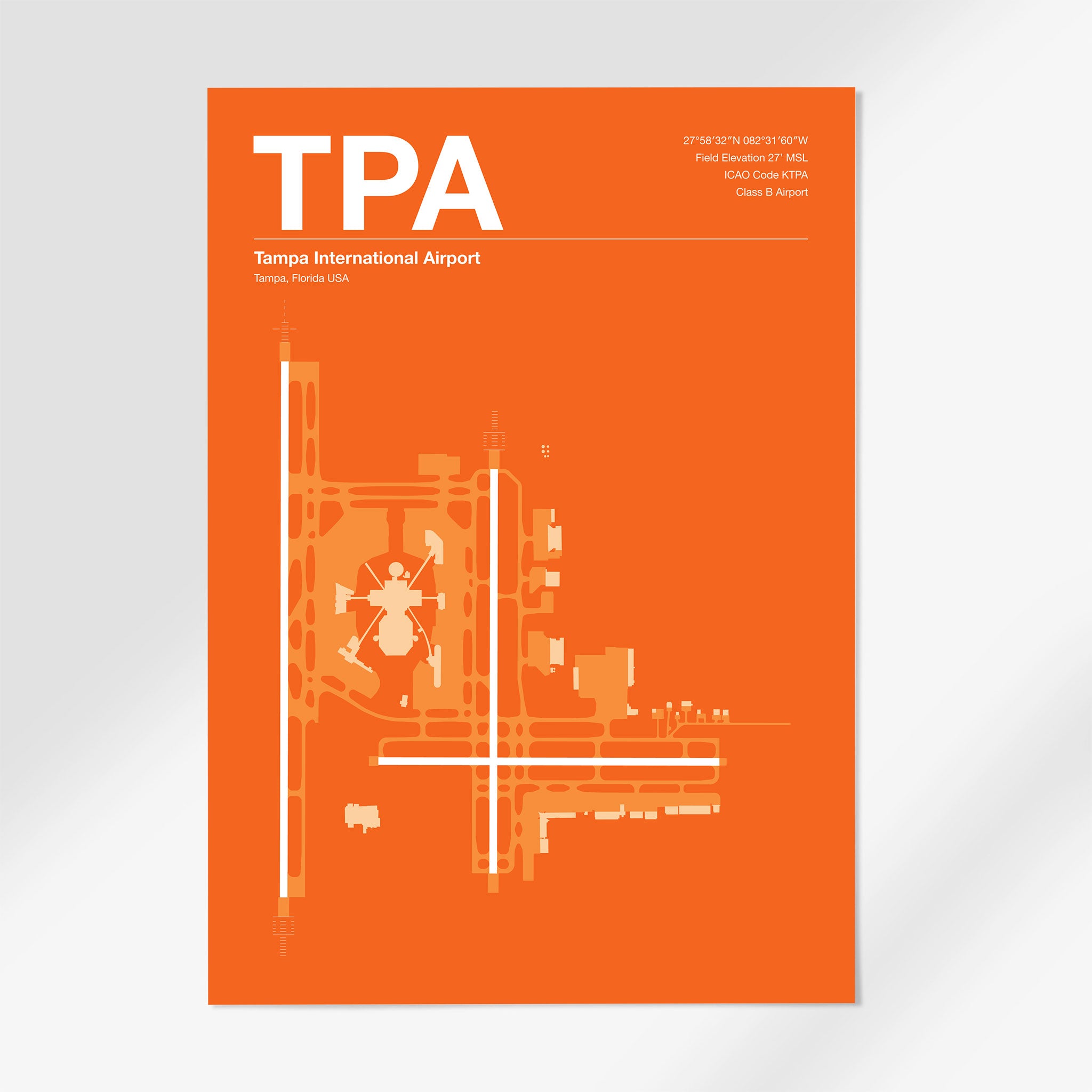 TPA | Tampa - 24×36" - Sunset Orange - No Frame