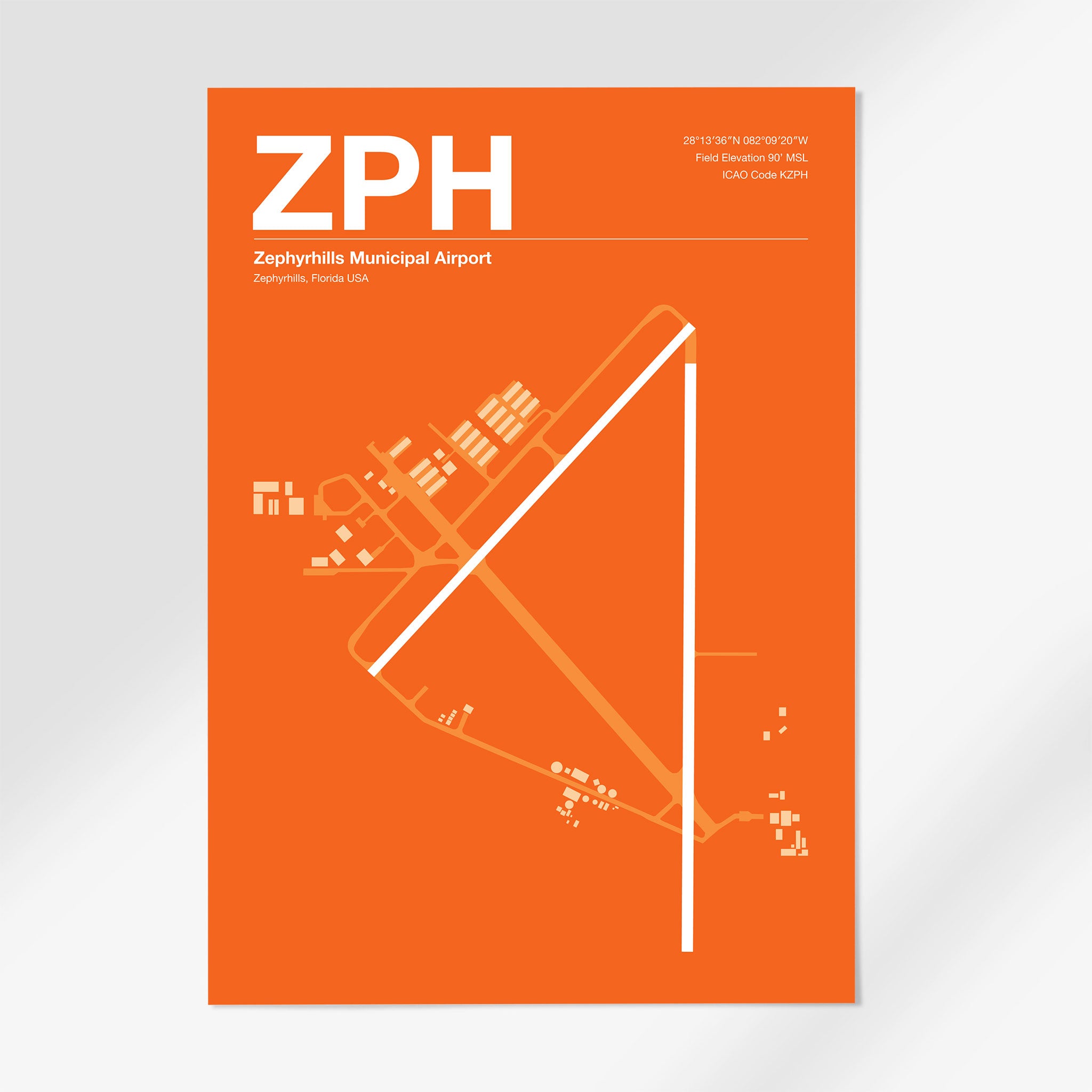 ZPH | Zephyrhills - 24×36" - Sunset Orange - No Frame