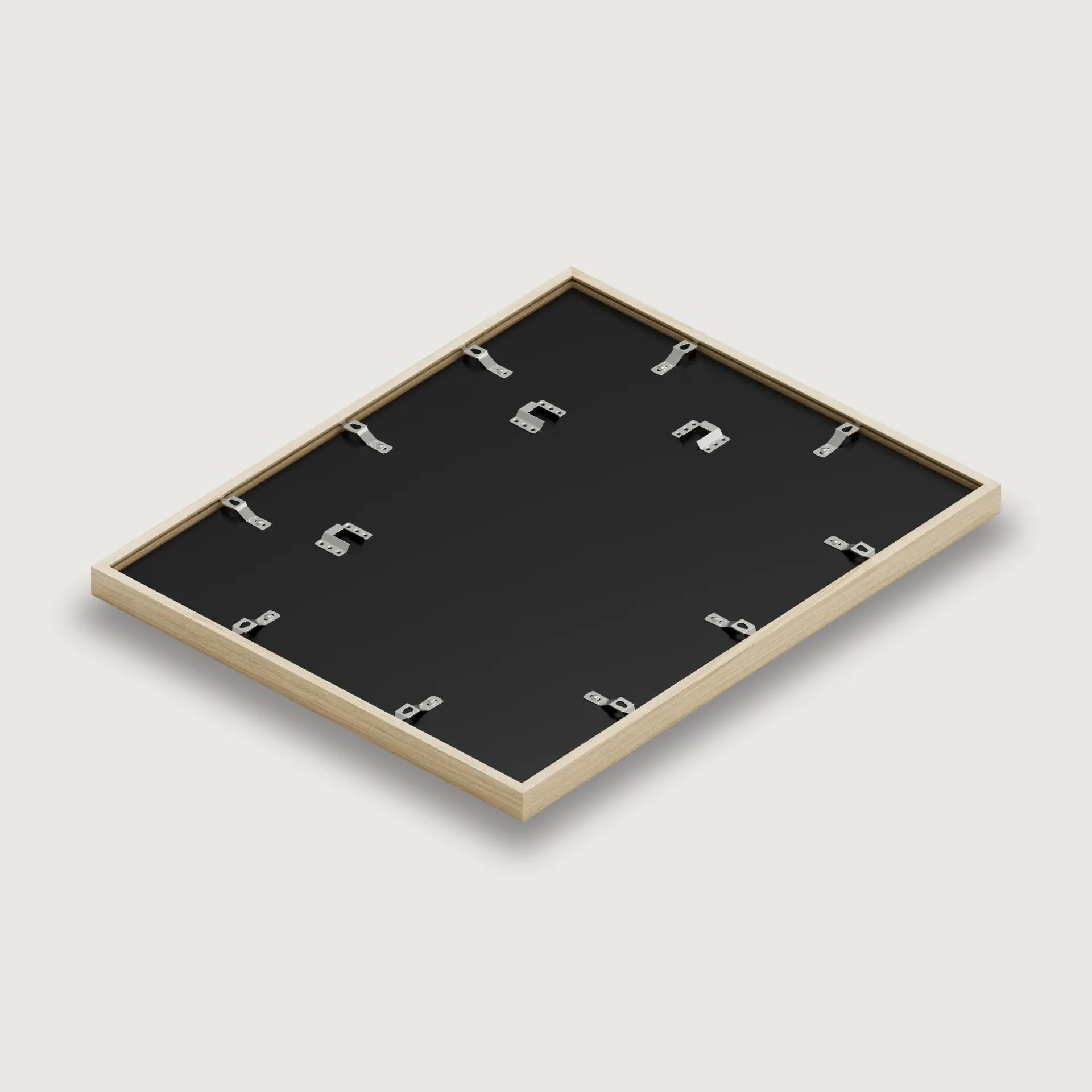 Back of frame showing turnbutton fasteners